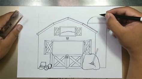 How To Draw Barn Step By Step Youtube