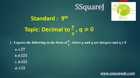 Rational Numbers Class 9 Decimal To Fraction Youtube