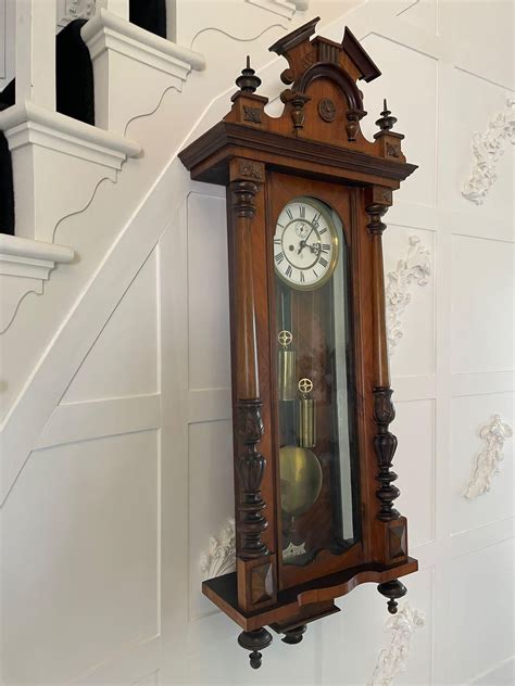 Antique Victorian Quality Carved Walnut Vienna Wall Clock By Gustav