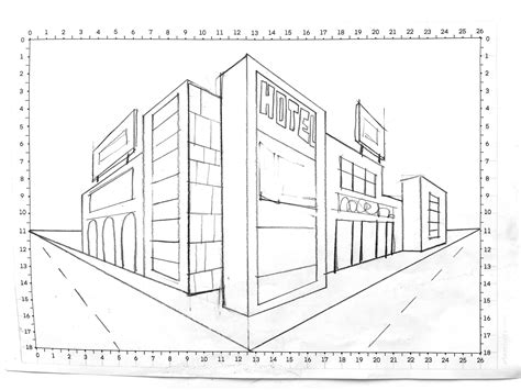 Easy 2 Point Perspective City Drawing