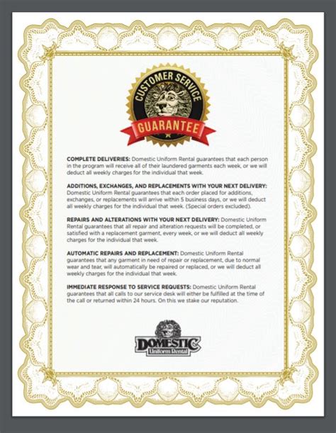 integrity  service guarantee domestic uniform rental