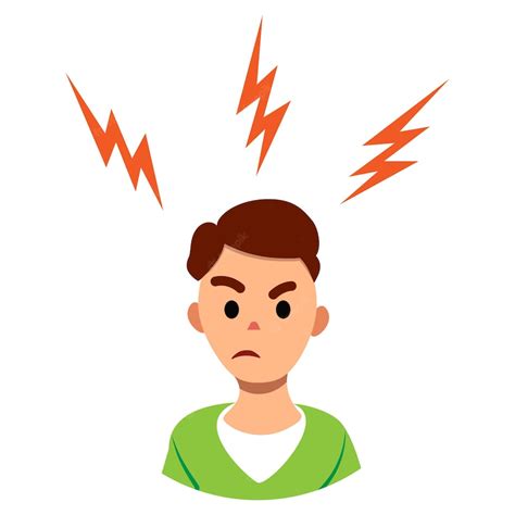 Premium Vector Angry Man Face With Lightning Vector Flat Character