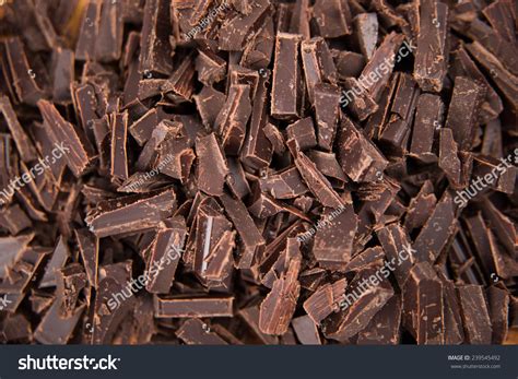 Finely Chopped Dark Chocolate For Making Decadent Dessert Stock Photo