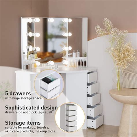 Latitude Run Vanity With 3 Mirrors And 5 Drawers Reviews Wayfair