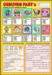 Gerunds Part 2 KEY ESL Worksheet By Ayrin