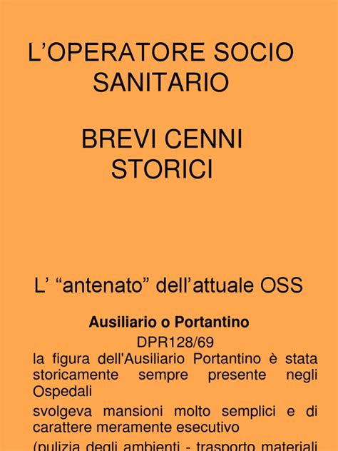 PDF Lezione 1 1 L Operatore Socio Sanitario Brevi Cenni Storici