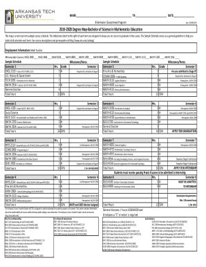 Fillable Online 2019 2020 Degree Map Bachelor Of Science In Mathematics