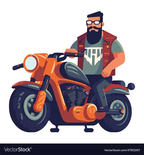 Biker Riding Motorcycle Royalty Free Vector Image