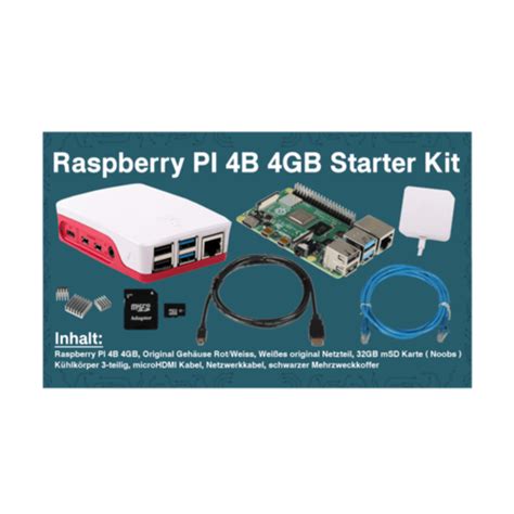 RASPBERRY PI4B-4GB, 32GB mSD, Komplettset mit Gehäuse - 1A Shop