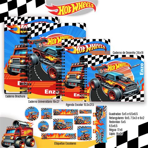 Arquivo Corte Etiqueta Escolar Hot Wheels Elo