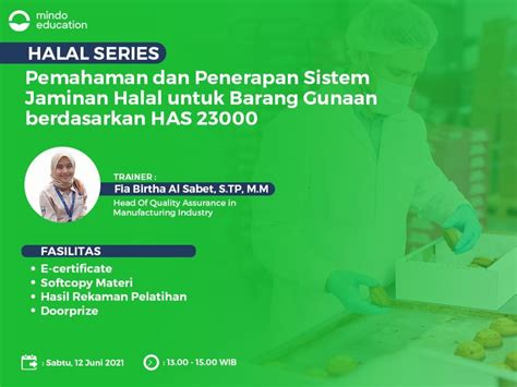 Online Training Pemahaman Dan Penerapan Sistem Jaminan Halal Untuk