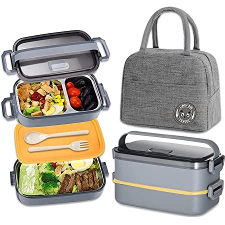 Haoh Lunch Box Inox Avec Sac Lunch 1100ml Double Couche Boite Repas