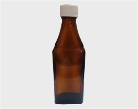 Empty 200 ML Amber Glass Bottle Flat Sloping Shoulder With Screw Cap At