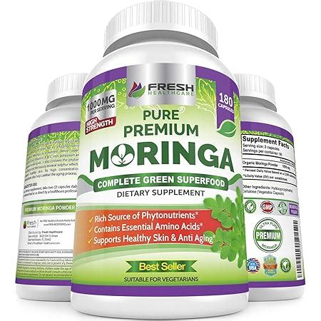 Amazon Moringa Oleifera 180 Capsules 100 Pure Leaf Powder Max