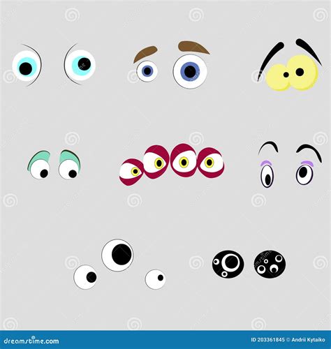 Monsters Eyes Of Set Cartoon Aliens Sight Stock Vector Illustration