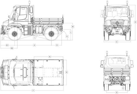 Mercedes-Benz Unimog U 530 2013 Blueprint - Download free blueprint for 3D modeling