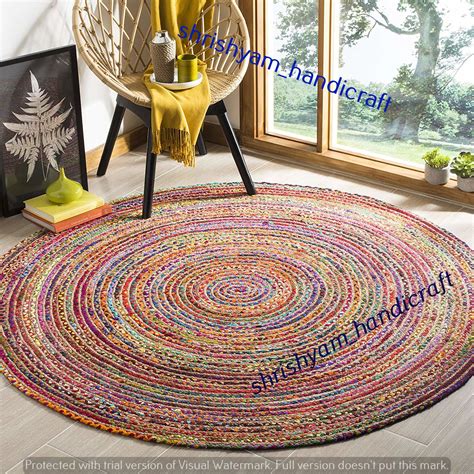 Multi Colour Braided Chindi Cotton Jute Mix Beautiful Rug Etsy UK