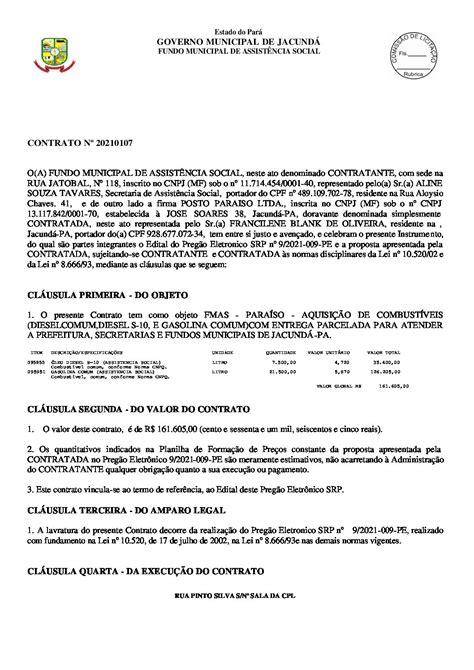 Contrato Nº 20210107 Prefeitura Municipal De Jacundá Gestão 2021 2024