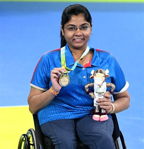 Indias Bhavina Patel Reacts During The Medal Ceremony Of The Final Of