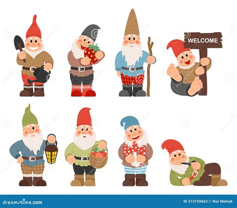 Gnome Characters Cute Gnomes With Beard Funny Garden Decoration