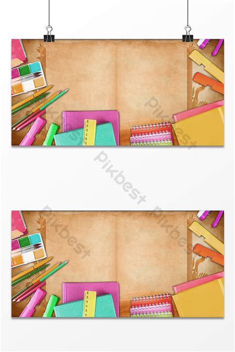 cartoon school supplies background design backgrounds psd