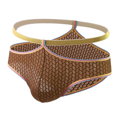 Penkiiy Men S Sexy Underwear Low Waist Ice Silk Briefs Skinny Breathable Bikini Underpants Xl