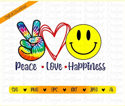 Peace Love Happiness Digital Download SVG Cut File - Etsy