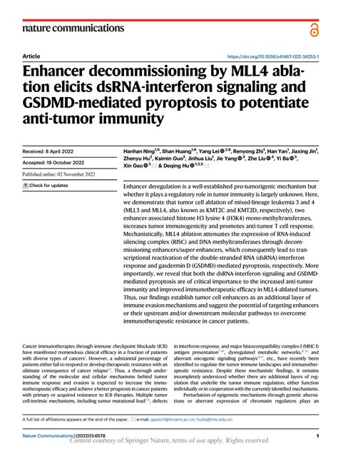 Pdf Enhancer Decommissioning By Mll Ablation Elicits Dsrna