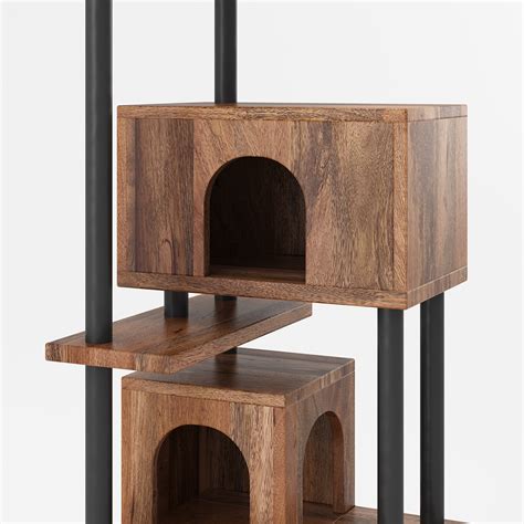 Clio Industrial Modern Tall Level Solid Wood Cat Tree