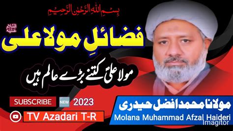 Fazail Mola Ali As Maulana Muhammad Afzal Haideri Majlis E Aza2023