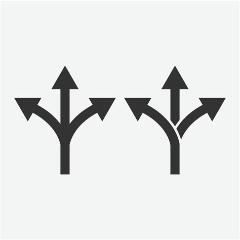 Arrow three way direction isolated flat design vector illustration ...