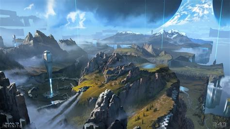 K Video Game Landscape Halo Infinite Concept Art Science Fiction