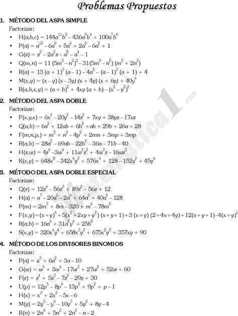 Factorizacion De Polinomios Ejercicios Resueltos Pdf