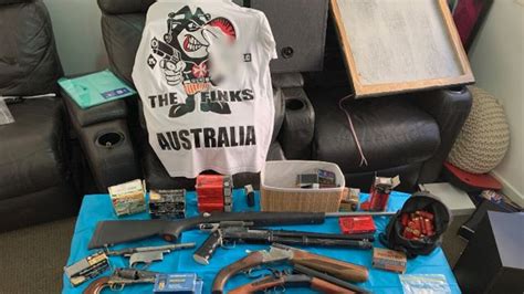 Finks Bikie Gang Raid Pimpama Finds Drugs Guns And Cash The