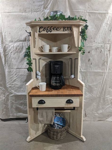 Customizable Corner Coffee Station Repurposed Wood Etsy Home Coffee