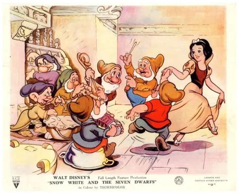 Snow White And The Seven Dwarfs British Original Lobby Card Walt Disney