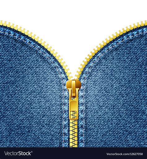 Zipper Open On Denim Texture Royalty Free Vector Image