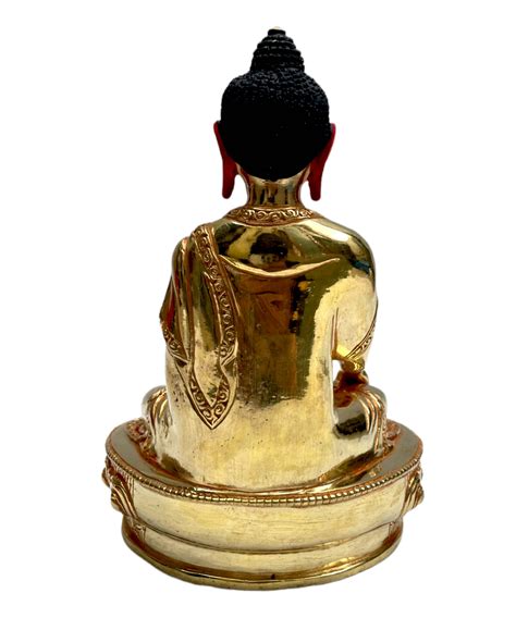 Buddhist Statue Of Shakyamuni Buddha Full Fire Gold Plated With