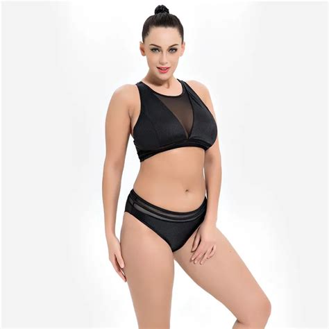 Swimwear Women Swimsuit Sexy Translucent Mesh Bikini Set Plus Size