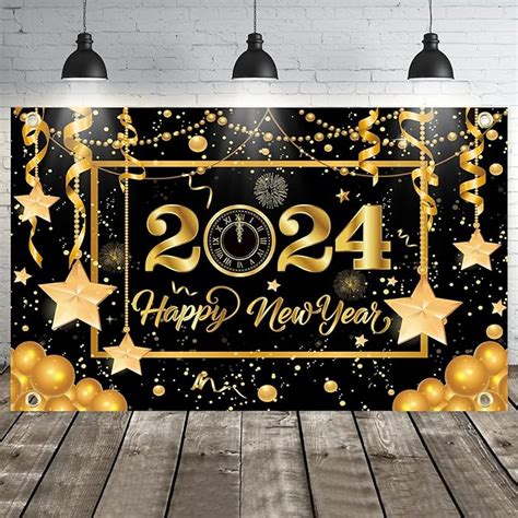 Happy New Year Banner Decorations 2024 Extra Large Happy New Year