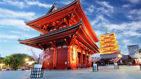 Buddhism Sensoji Ji Red Temple Landmark Asakusa Temple Place Of