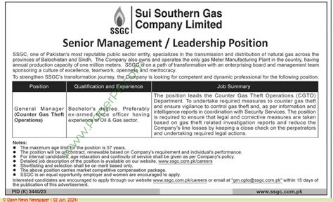 General Manager Jobs In Karachi Sui At Sui Southern Gas Company