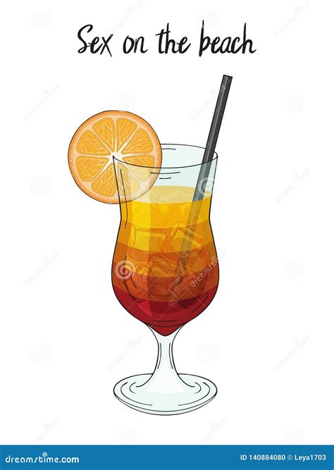 Sex On The Beach Cocktail With Orange Decorations Stock Vector Illustration Of Decorations
