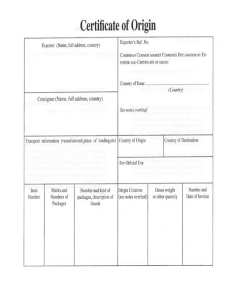 Certificate Of Origin Template 11 Free Printable Pdf And Word Formats Samples Examples Forms