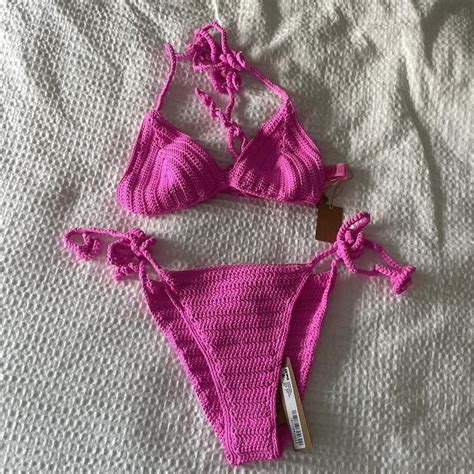 BRAND NEW Skims Crochet Triangle Bikini Top And Tie Depop