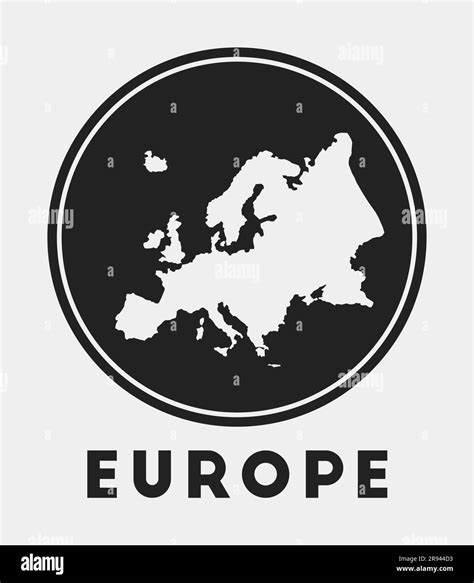 Europe icon. Round logo with continent map and title. Stylish Europe ...