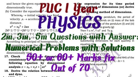 PUC I Year PHYSICS Most Expected Questions With Ans 50 Marks Imp Fix