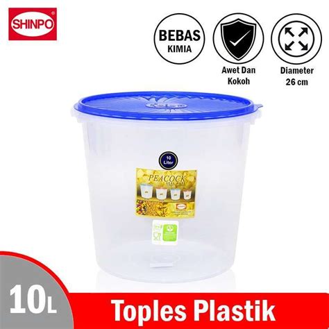 Jual TOPLES KERUPUK 10 LITER SHINPO 610 FOOD SAFE SEALWARE PEACOCK 10