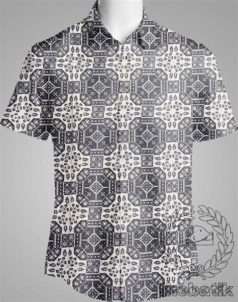 Jual Bahan Baju Seragam Batik Cap Kelengan Monokrom Hitam Putih Modern