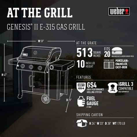 Weber Genesis II E 315 3 Burner Natural Gas Grill Black Buy Online In